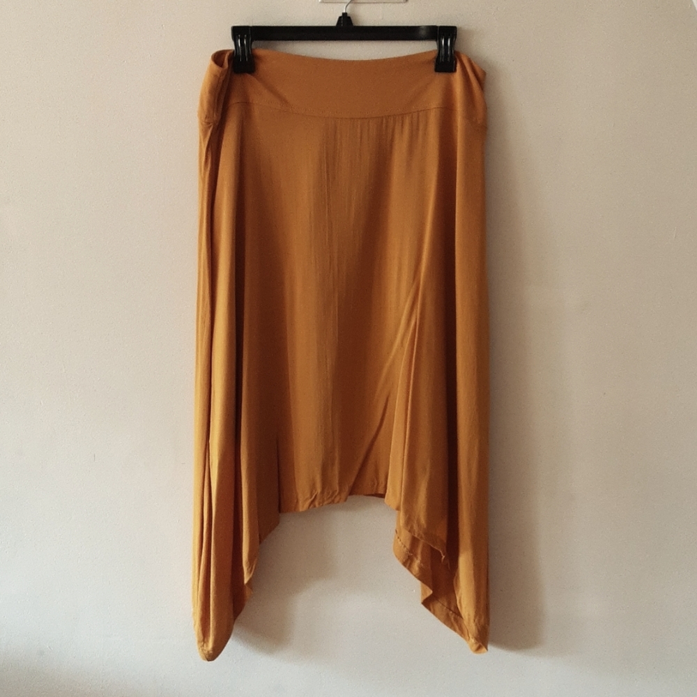 Mustard Yellow Shark-hem Skirt